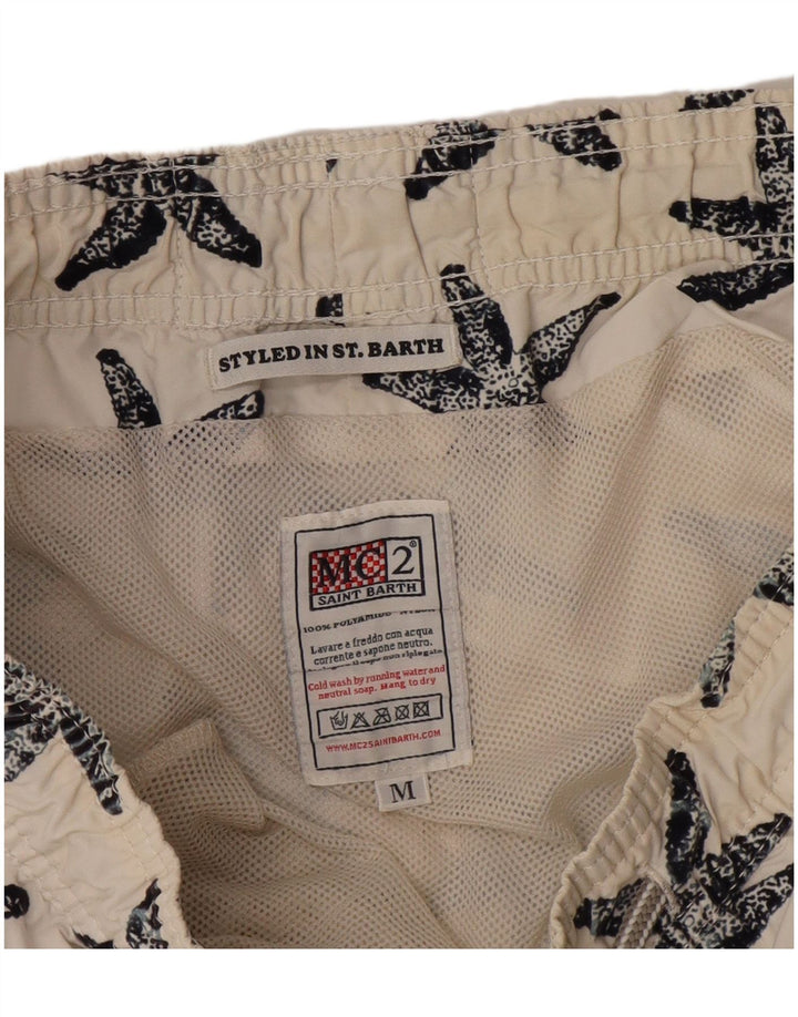 MC2 SAINT BARTH Shorts de banho masculino com padrão abstrato médio branco