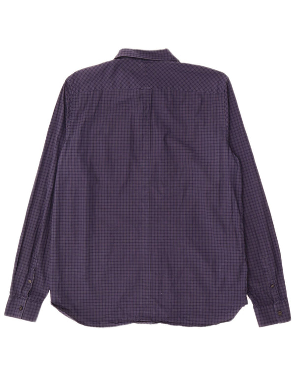 Camisa masculina FRED PERRY grande algodão guingão azul marinho