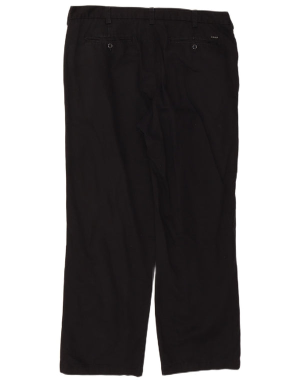 Calça chino reta masculina Izod W38 L32 algodão preto clássico