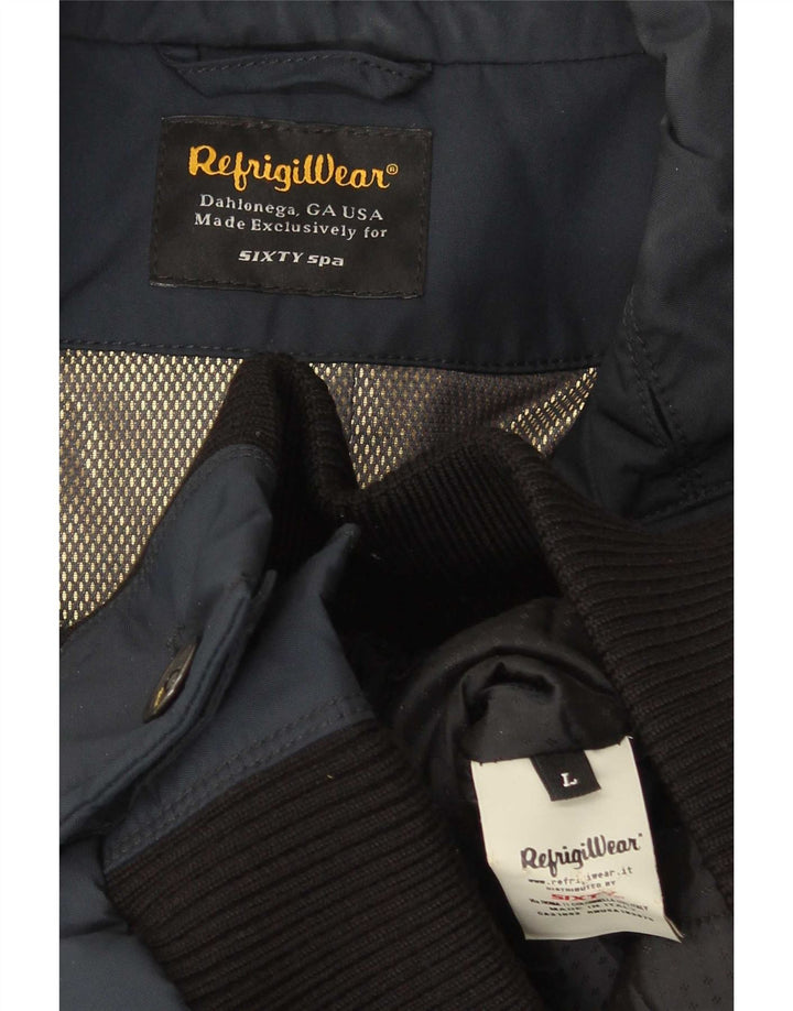 Jaqueta bomber masculina Refrigiwear UK 40 grande azul marinho colorblock poliamida