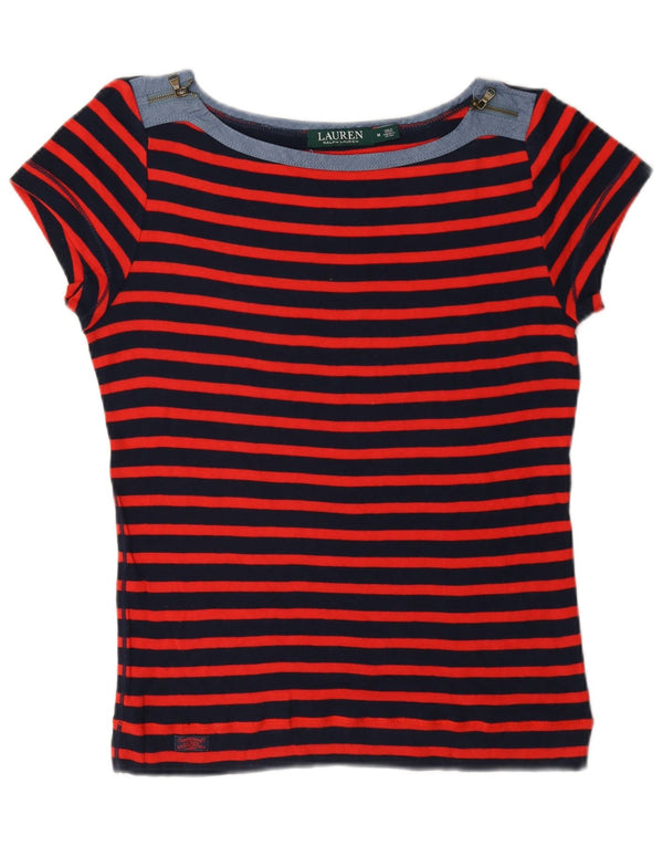 Camiseta feminina Ralph Lauren UK 14 listrada vermelha média