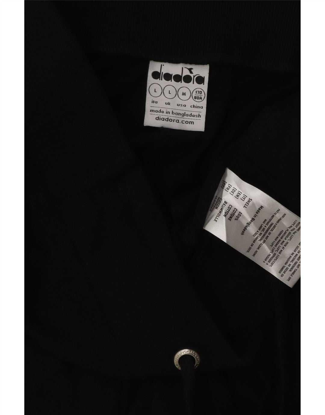 Calça de treino feminina Diadora Joggers UK 16 grande algodão preto