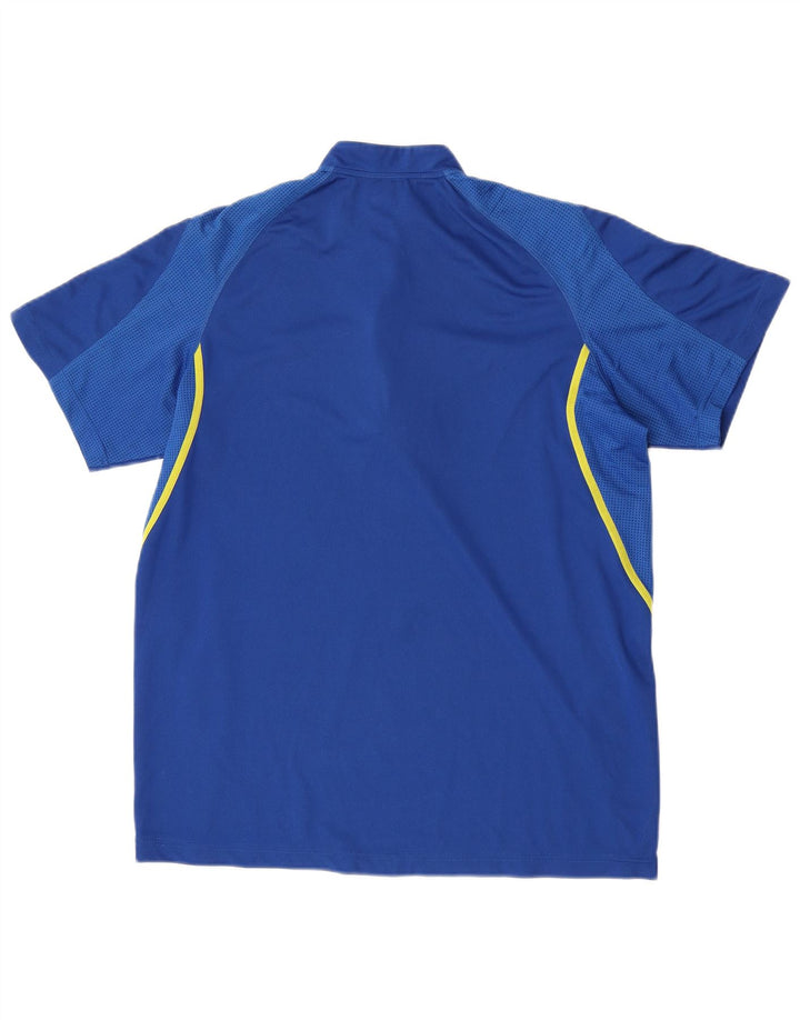 Adidas Mens Zip Neck T-Shirt Top Médio Azul Poliéster