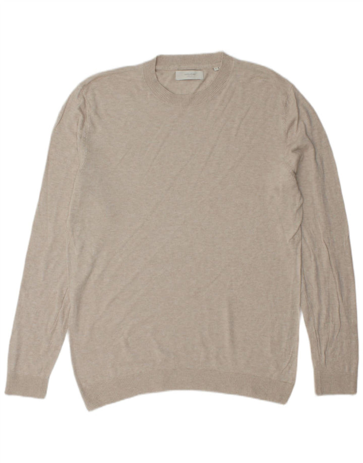 JACK & JONES Suéter masculino com gola redonda grande cinza