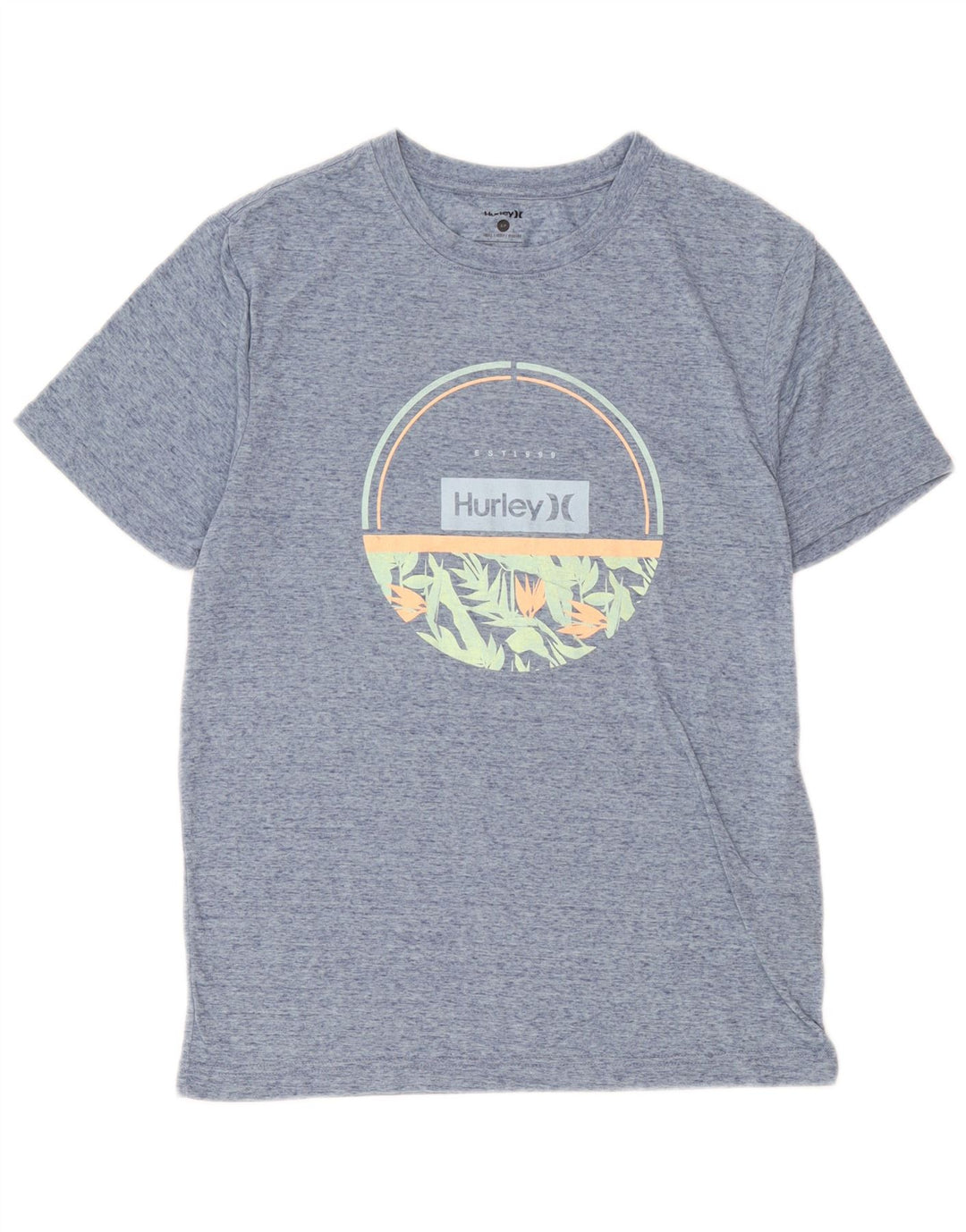 Camiseta masculina Hurley com estampa gráfica pequena de poliéster manchado azul