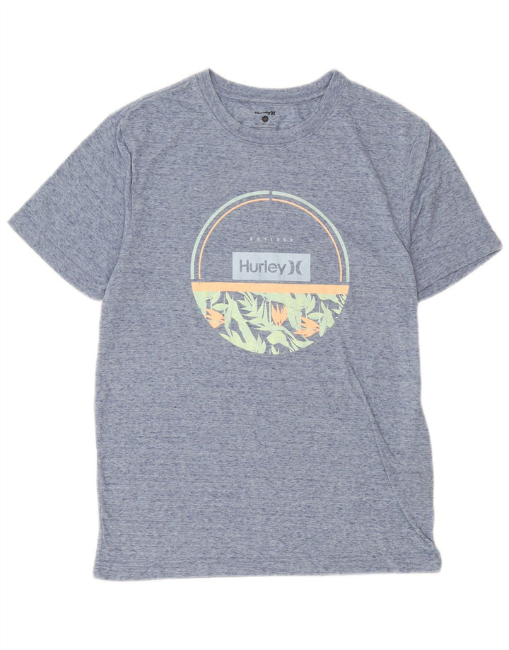 Camiseta masculina Hurley com estampa gráfica pequena de poliéster manchado azul