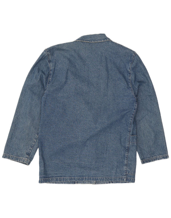 Jaqueta blazer vintage feminina oversized com 2 botões Reino Unido 14 azul médio floral