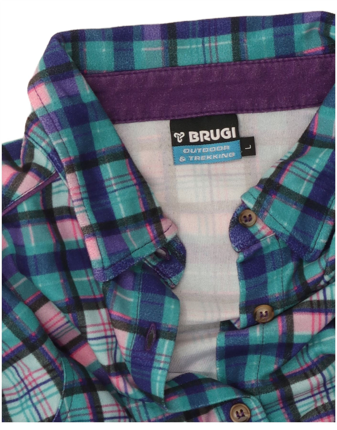 Camisa feminina de flanela BRUGI UK 14 grande xadrez azul