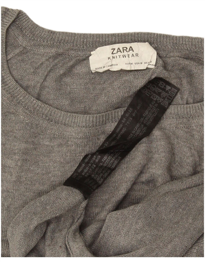 Zara Suéter feminino oversized com gola canoa Reino Unido 14 Viscose cinza médio