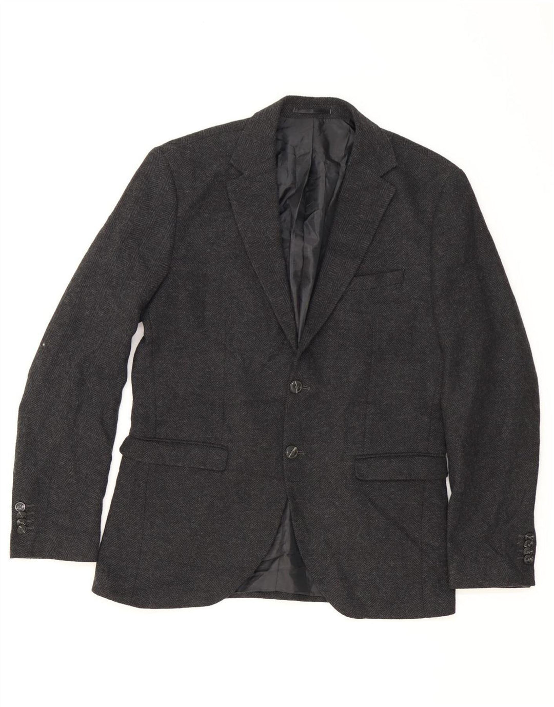 Jaqueta blazer masculina de 2 botões JACK & JONES Reino Unido 42 XL espinha de peixe cinza