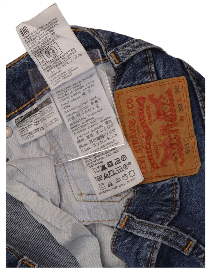 Levi's Masculino 511 Slim Jeans W30 L30 Azul Algodão