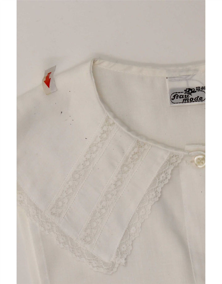 Blusa feminina vintage sem mangas IT 46 grande poliéster branco