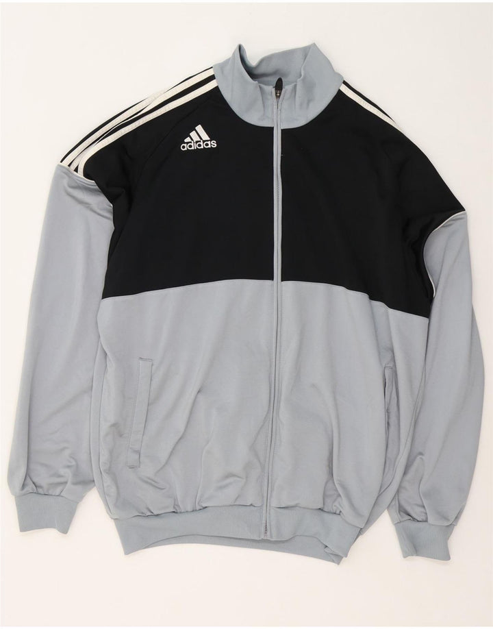 Adidas Mens Tracksuit Top Jacket IT 44/46 Grande Cinza Colorblock Poliéster