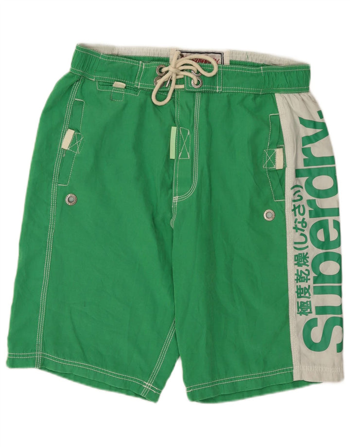 Shorts de natação Superdry masculino gráfico XL verde Colourblock poliéster