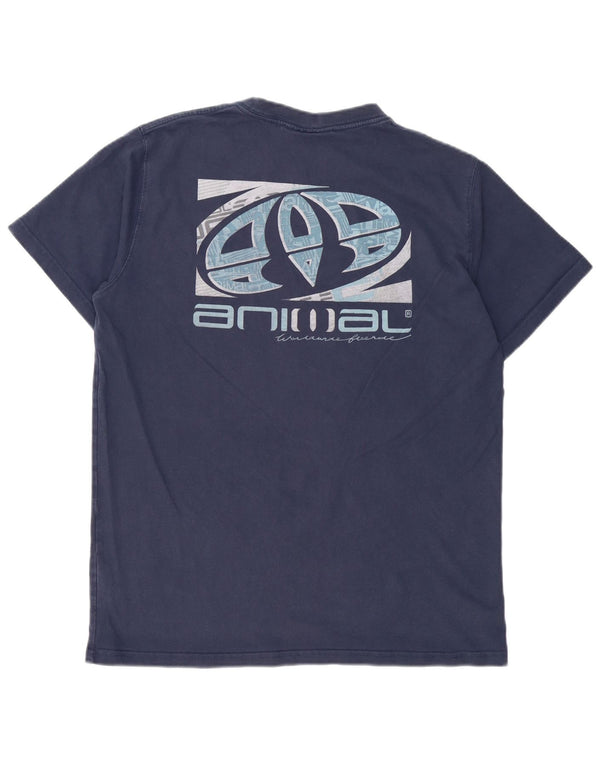 Animal Mens Graphic T-Shirt Top Large Navy Blue Cotton