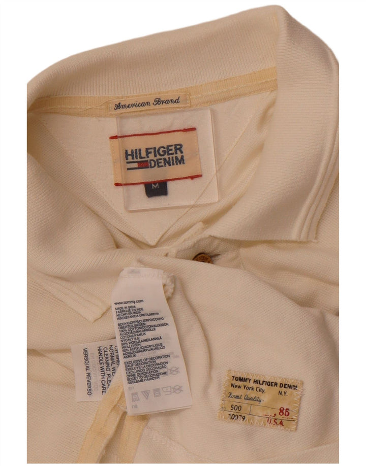 Camisa polo masculina TOMMY HILFIGER de algodão branco médio