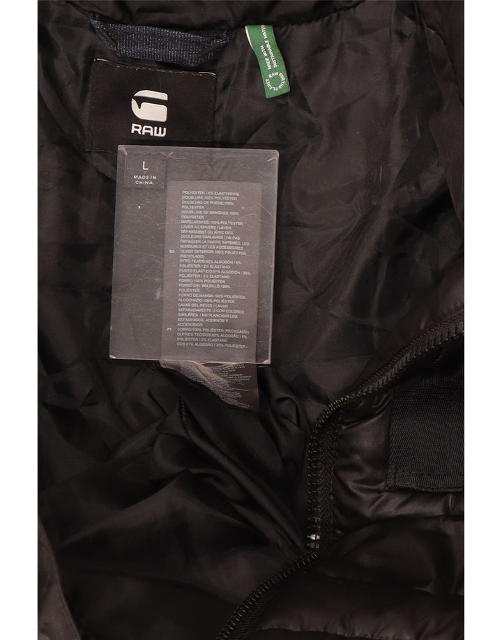 Casaco acolchoado com capuz feminino G-STAR UK 16 grande poliéster preto
