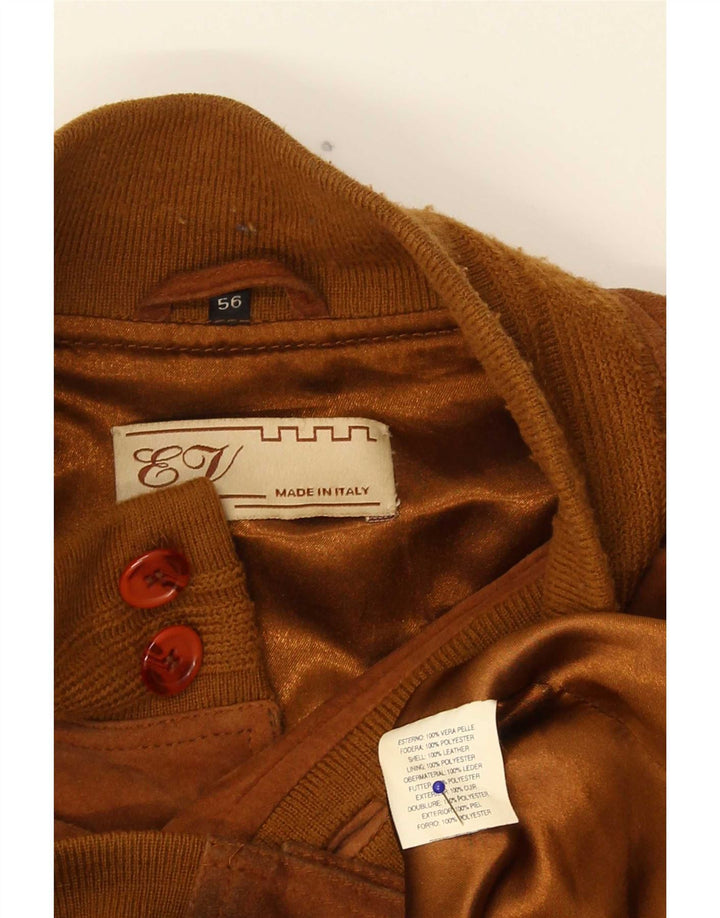 Jaqueta bomber masculina vintage de camurça IT 56 3XL couro marrom