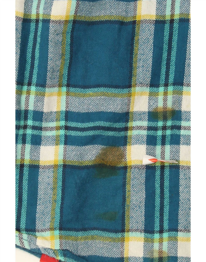 Camisa feminina de flanela Dickies Reino Unido 14 algodão xadrez azul médio