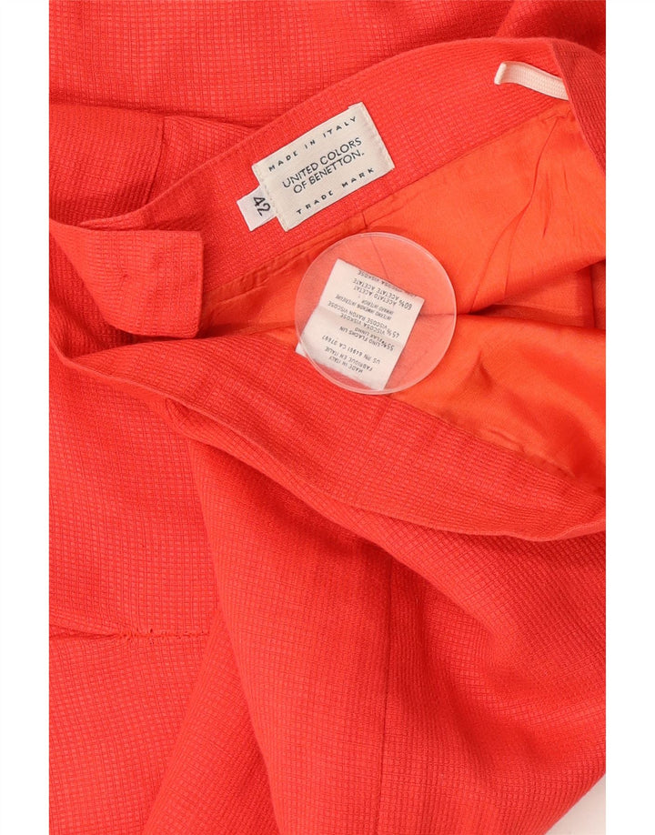 Mini saia lápis feminina Benetton IT 42 médio W26 linho xadrez vermelho