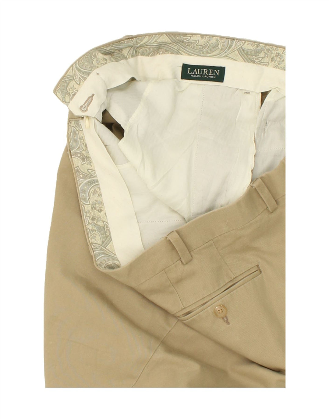 RALPH LAUREN Womens Slim Chino Trousers W36 L27 Beige Cotton Vintage Ralph Lauren and Second-Hand Ralph Lauren from Messina Hembry 