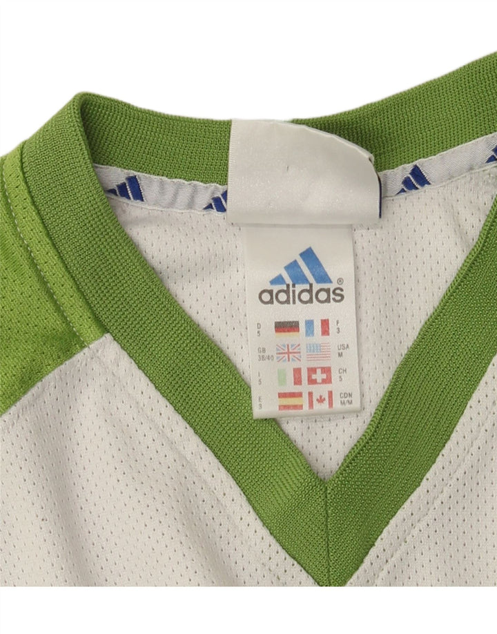 Adidas Mens Graphic T-Shirt Top UK 38/40 Médio Branco Colorblock Poliéster