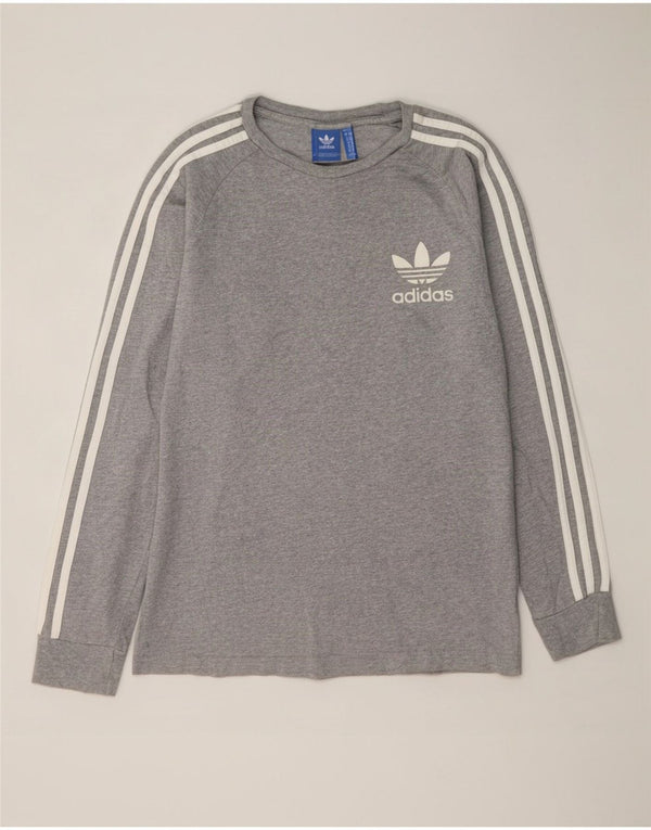 Adidas Mens Top Manga Longa Médio Cinza Algodão Flecked