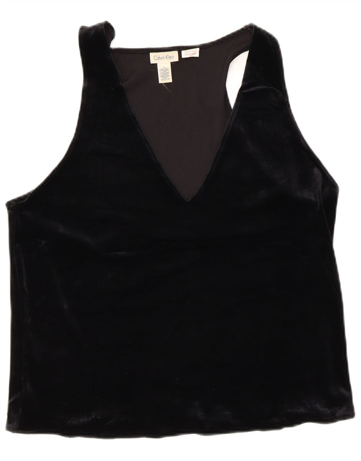 Blusa feminina sem mangas CALVIN KLEIN Reino Unido 14 grande poliéster preto