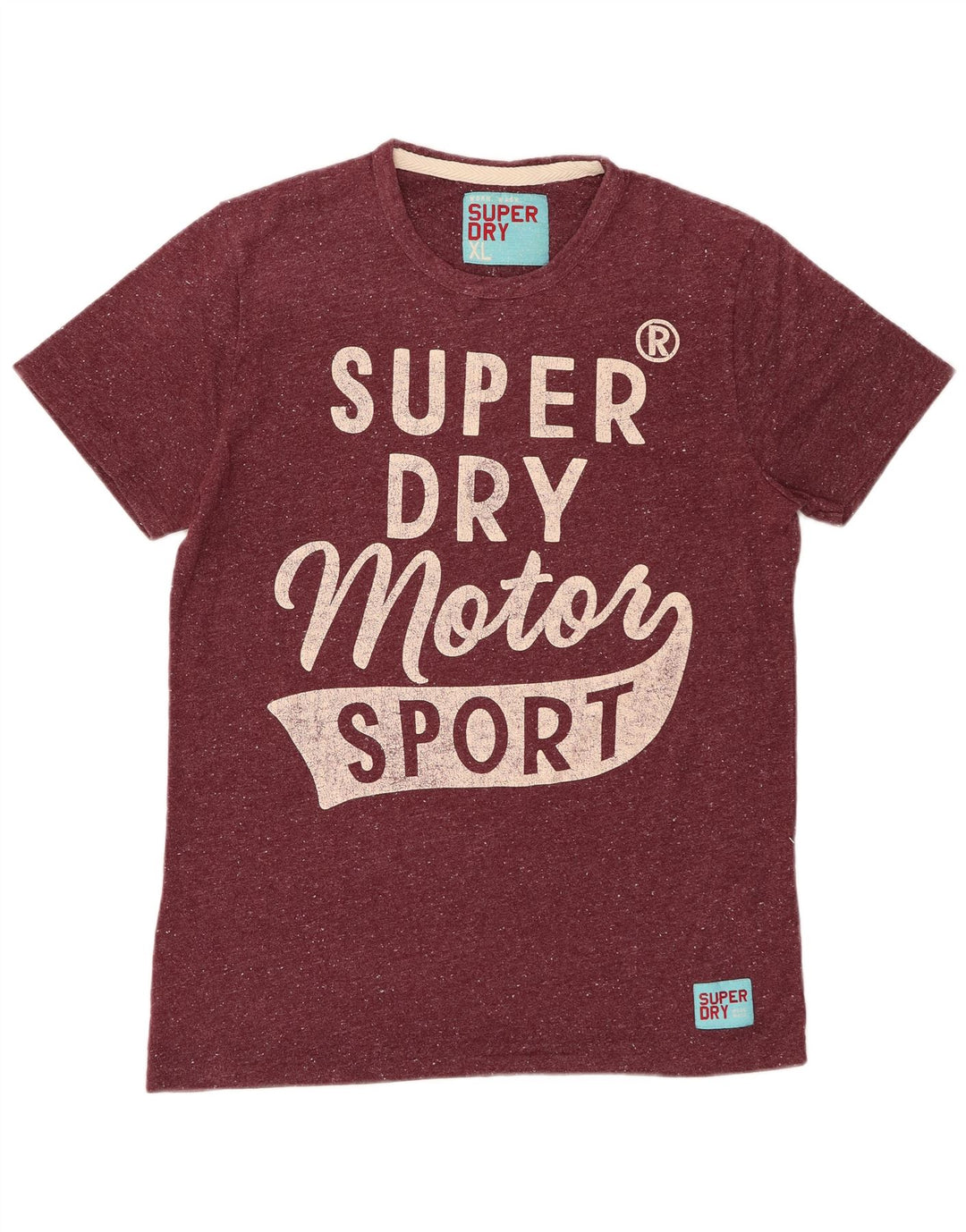Camiseta gráfica masculina SUPERDRY Top XL algodão manchado Borgonha