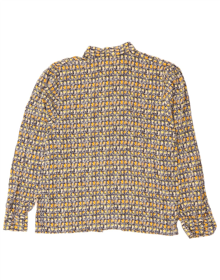 Camisa feminina vintage com padrão abstrato Reino Unido 14 grande multicolorida