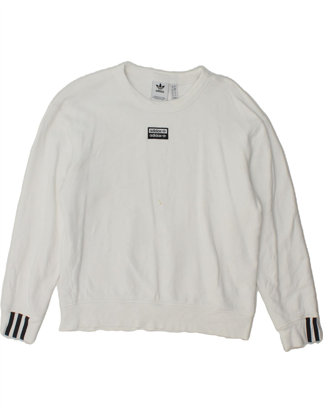 ADIDAS Mens Loose Fit Sweatshirt Jumper XS White Cotton Vintage Adidas and Second-Hand Adidas from Messina Hembry 