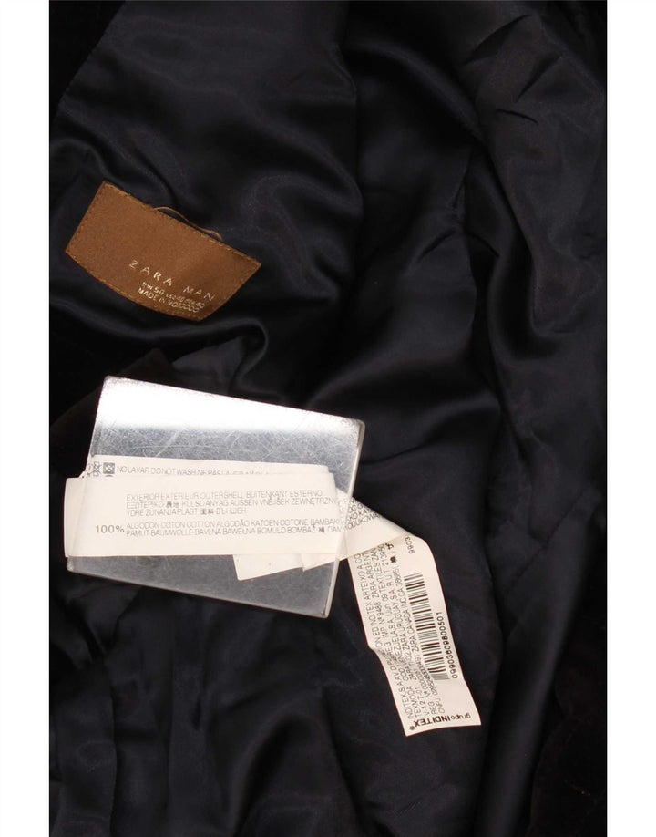 Jaqueta blazer masculina de veludo com 1 botão Zara EU 50 algodão preto médio