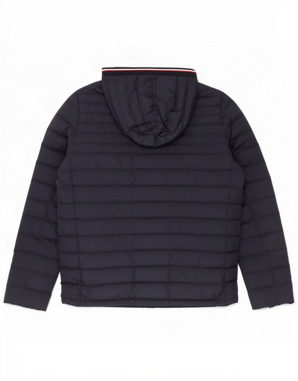 Jaqueta acolchoada com capuz masculina Tommy Hilfiger Reino Unido 40 grande poliéster azul marinho