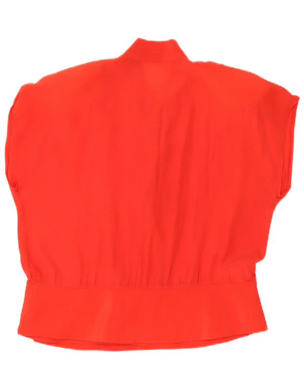 Blusa feminina vintage manga curta oversized UK 10 pequena vermelha