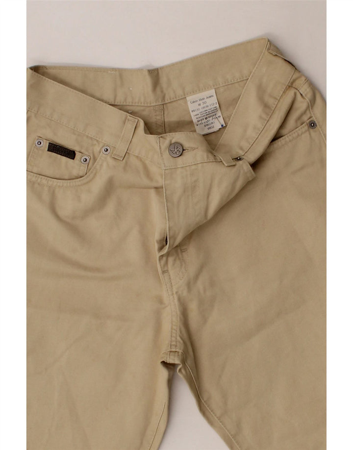 CALVIN KLEIN Womens Straight Casual Trousers W30 L28 Beige Cotton Vintage Calvin Klein and Second-Hand Calvin Klein from Messina Hembry 
