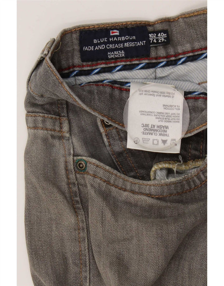 Calça jeans reta masculina Marks & Spencer Blue Harbor W40 L29 algodão cinza