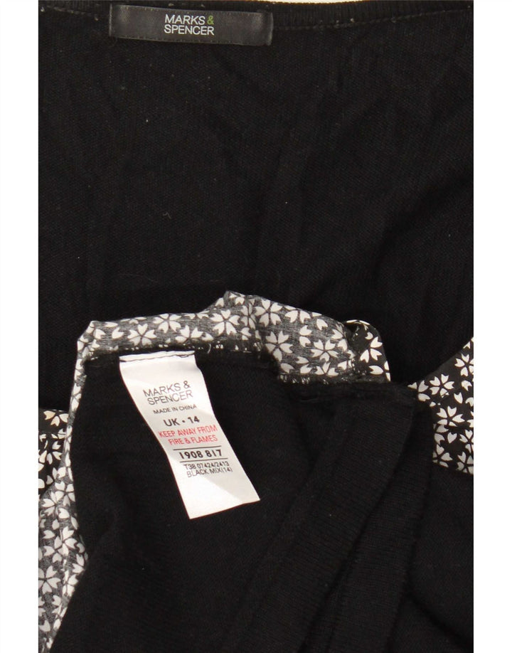 Blusa feminina Marks & Spencer UK 14 acrílico floral preto médio