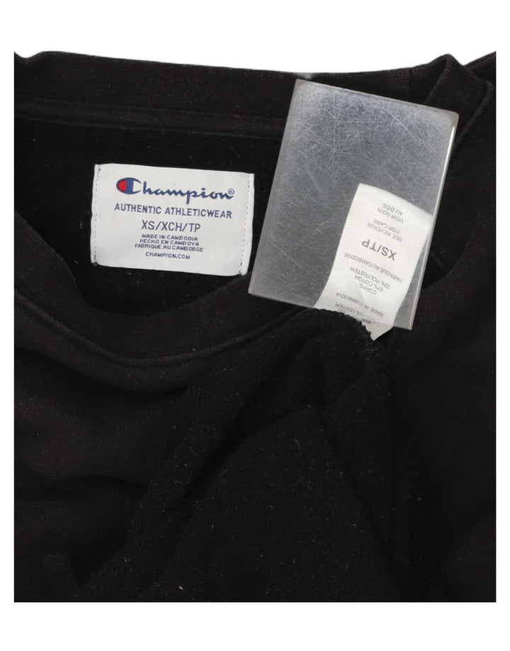 CHAMPION Womens Oversized Sweatshirt Jumper UK 6 XS Black Cotton Vintage Champion and Second-Hand Champion from Messina Hembry 