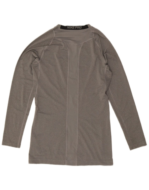 Nike Mens Dri Fit Top Manga Longa Cinza Médio Colourblock Poliéster