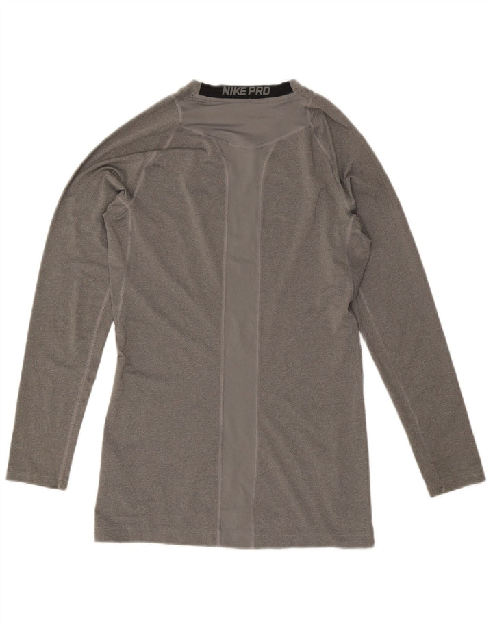 Nike Mens Dri Fit Top Manga Longa Cinza Médio Colourblock Poliéster