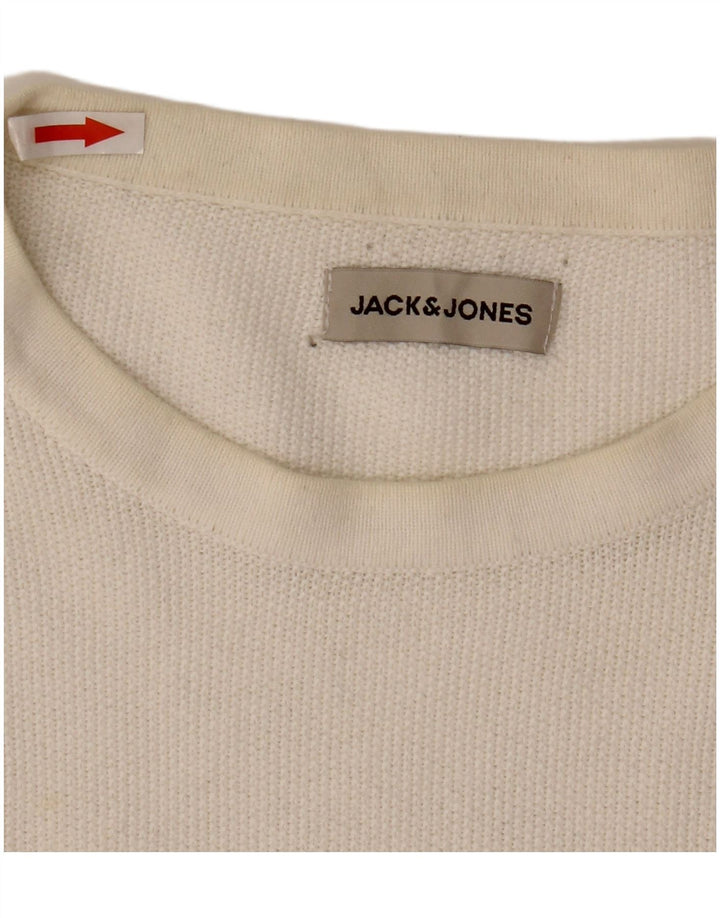 Suéter masculino Jack & Jones com gola redonda, grande algodão branco