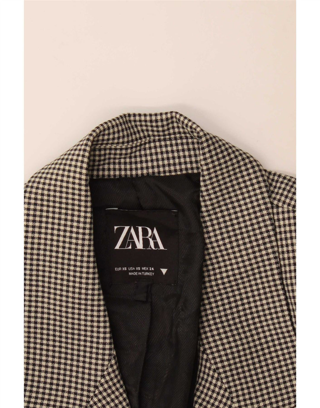 Jaqueta blazer feminina Zara com peito duplo Reino Unido 6 XS preto guingão
