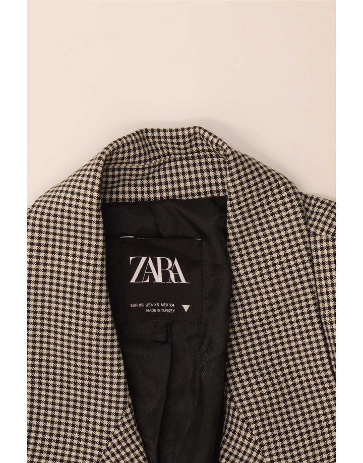 Jaqueta blazer feminina Zara com peito duplo Reino Unido 6 XS preto guingão