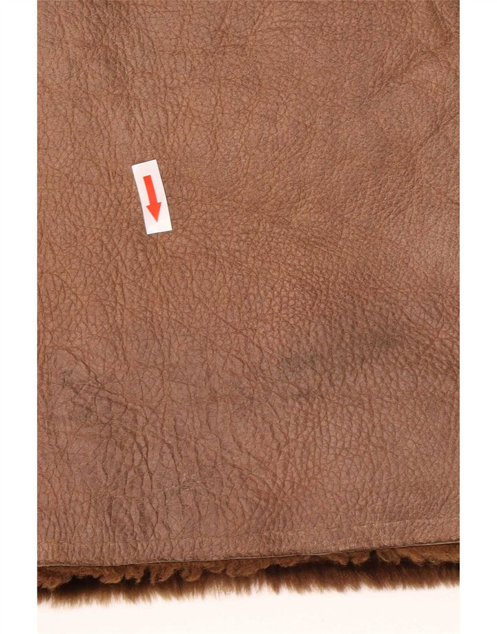 Sobretudo masculino Coveri com capuz de shearling EU 54 2XL couro marrom