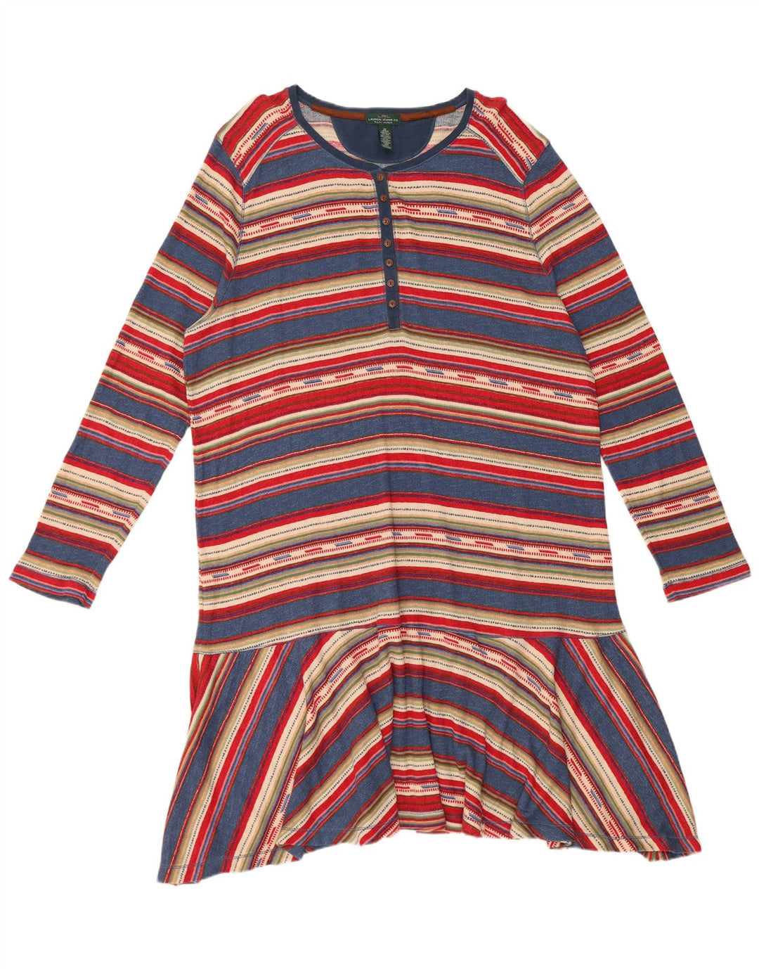 Vestido feminino RALPH LAUREN com cintura baixa UK 22 3XL listrado multicolorido
