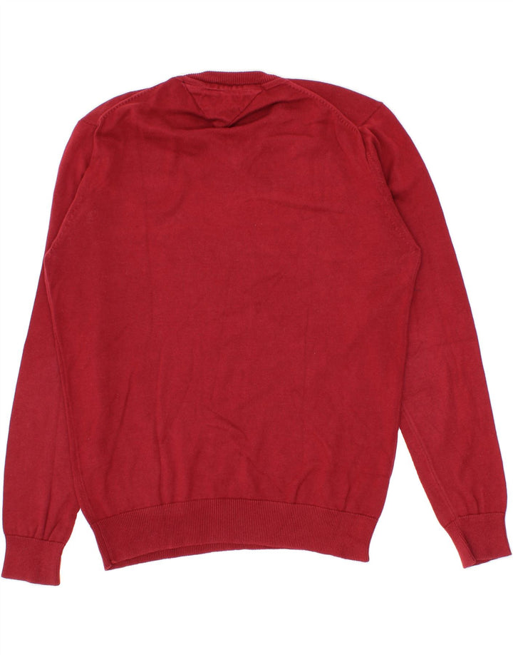 TOMMY HILFIGER Mens V-Neck Jumper Sweater XL Burgundy Cotton Vintage Tommy Hilfiger and Second-Hand Tommy Hilfiger from Messina Hembry 