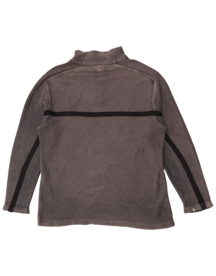 WEIRD FISH Suéter masculino com gola e zíper, pequeno, cinza, algodão colorblock