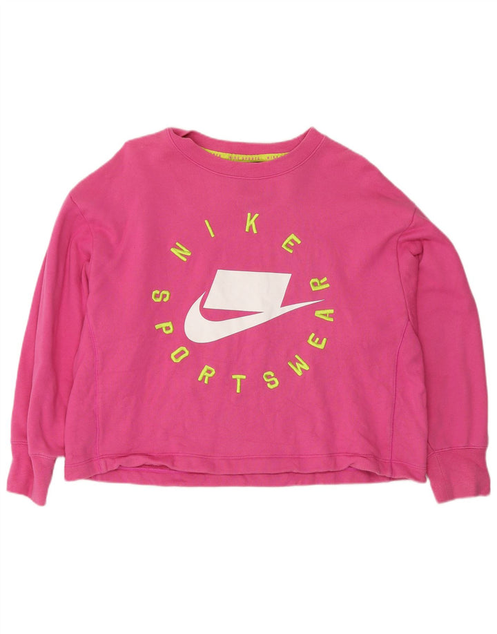 Moletom feminino Nike Graphic Oversized Jumper UK 10 pequeno algodão rosa