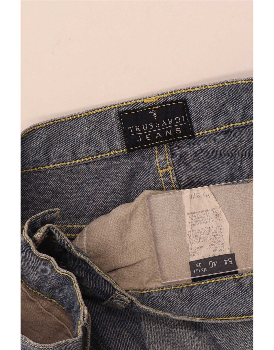 Trussardi Calça jeans reta masculina W38 L36 algodão azul