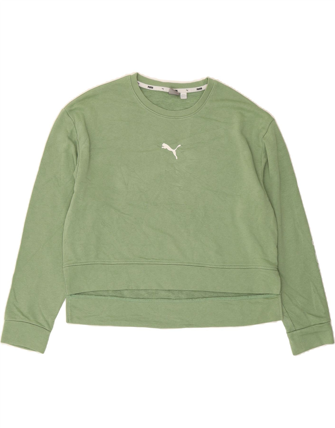 PUMA Womens Oversized Crop Sweatshirt Jumper UK 18 XL Green Cotton Vintage Puma and Second-Hand Puma from Messina Hembry 